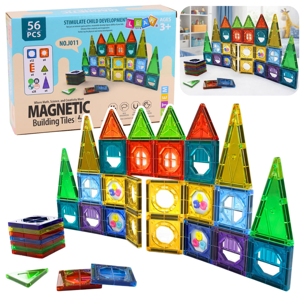 Magnetické stavebnice kostky 3D s barevnými panely 56 ks