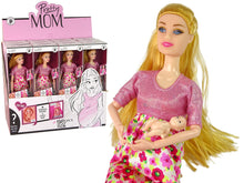 Maminka panenka s miminkem růžové šaty s květy pohyblivé končetiny