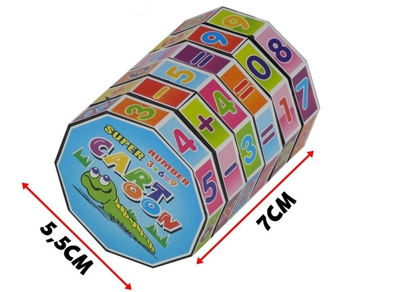 Matematická kostka válec s čísly a znaky pro děti od 3 let