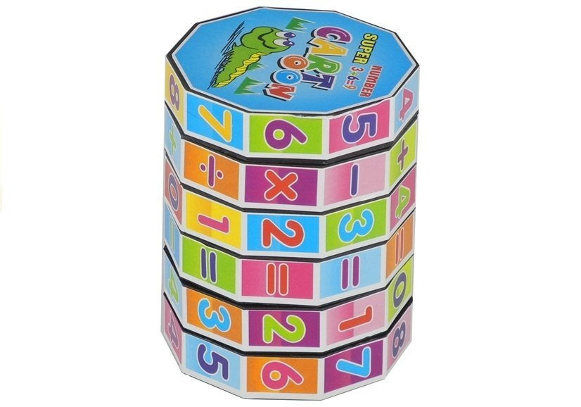 Matematická kostka válec s čísly a znaky pro děti od 3 let