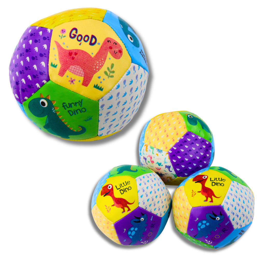 Měkké míčky s dinosaury 9cm – sada 3ks barevné