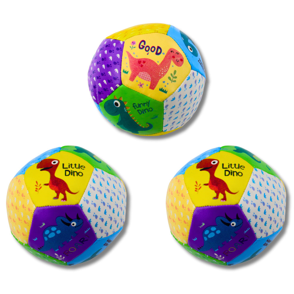 Měkké míčky s dinosaury 9cm – sada 3ks barevné