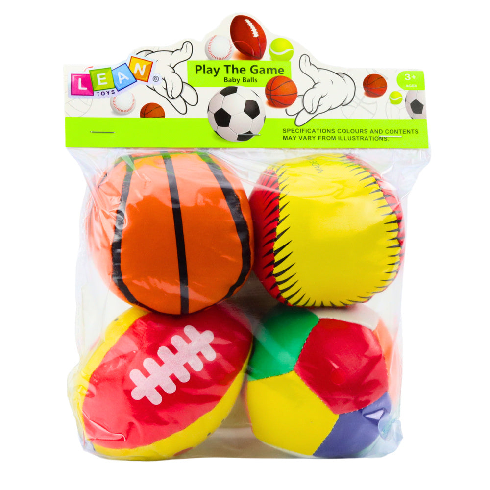 Měkké sportovní míčky basketbal rugby fotbal baseball sada 4ks