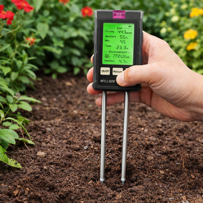 Měřič vlhkosti půdy 6v1 s teploměrem a pH metrem – 23 cm