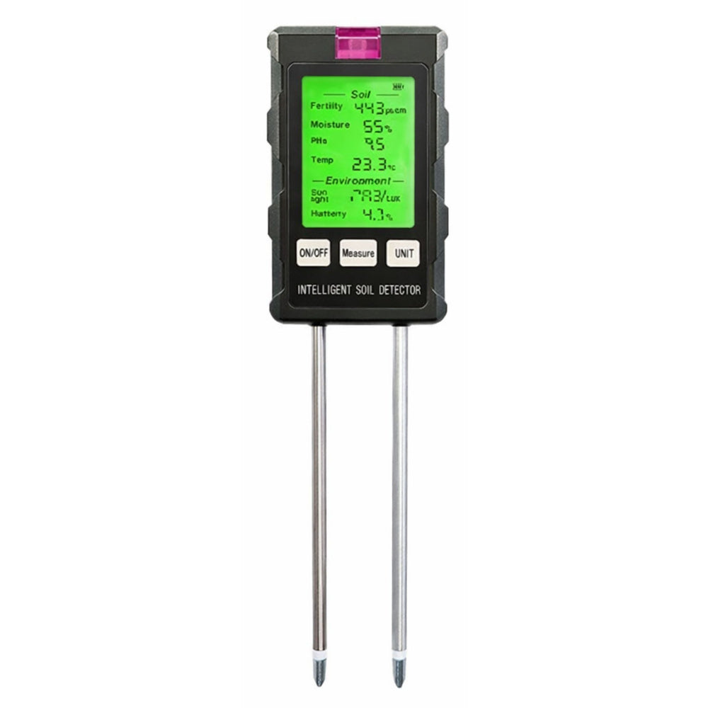 Měřič vlhkosti půdy 6v1 s teploměrem a pH metrem – 23 cm