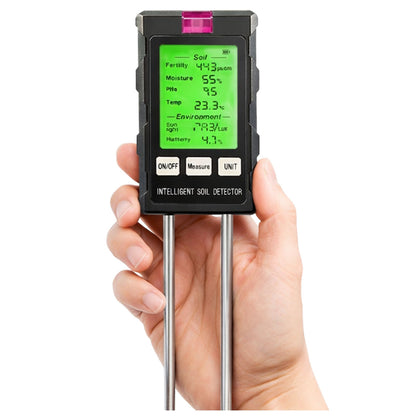 Měřič vlhkosti půdy 6v1 s teploměrem a pH metrem – 23 cm