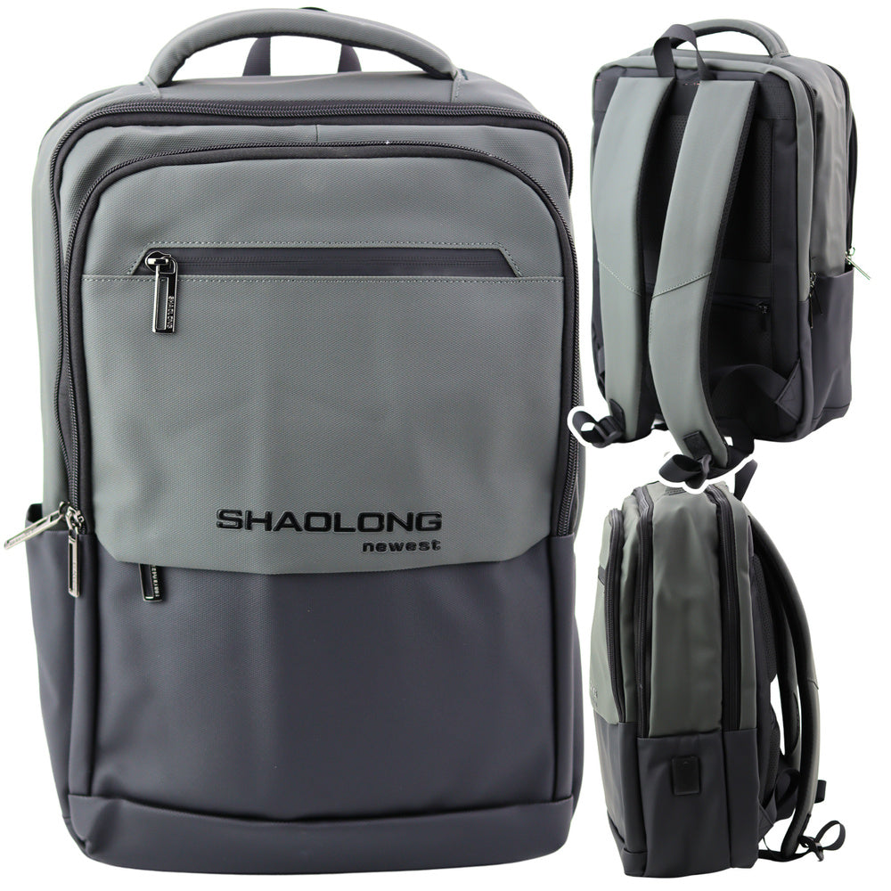 Městský batoh s USB kabelem – 16L černo šedý | notebook