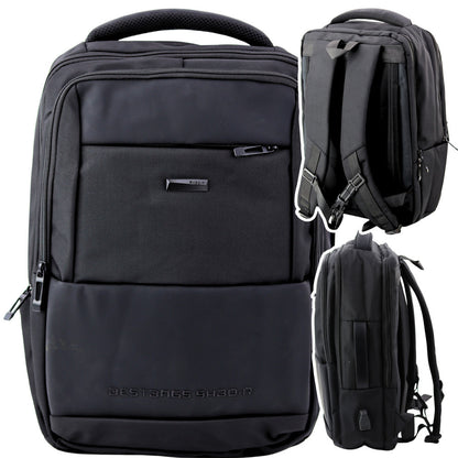 Městský batoh s USB kabelem – černý 26L 45cm | hrudní pás