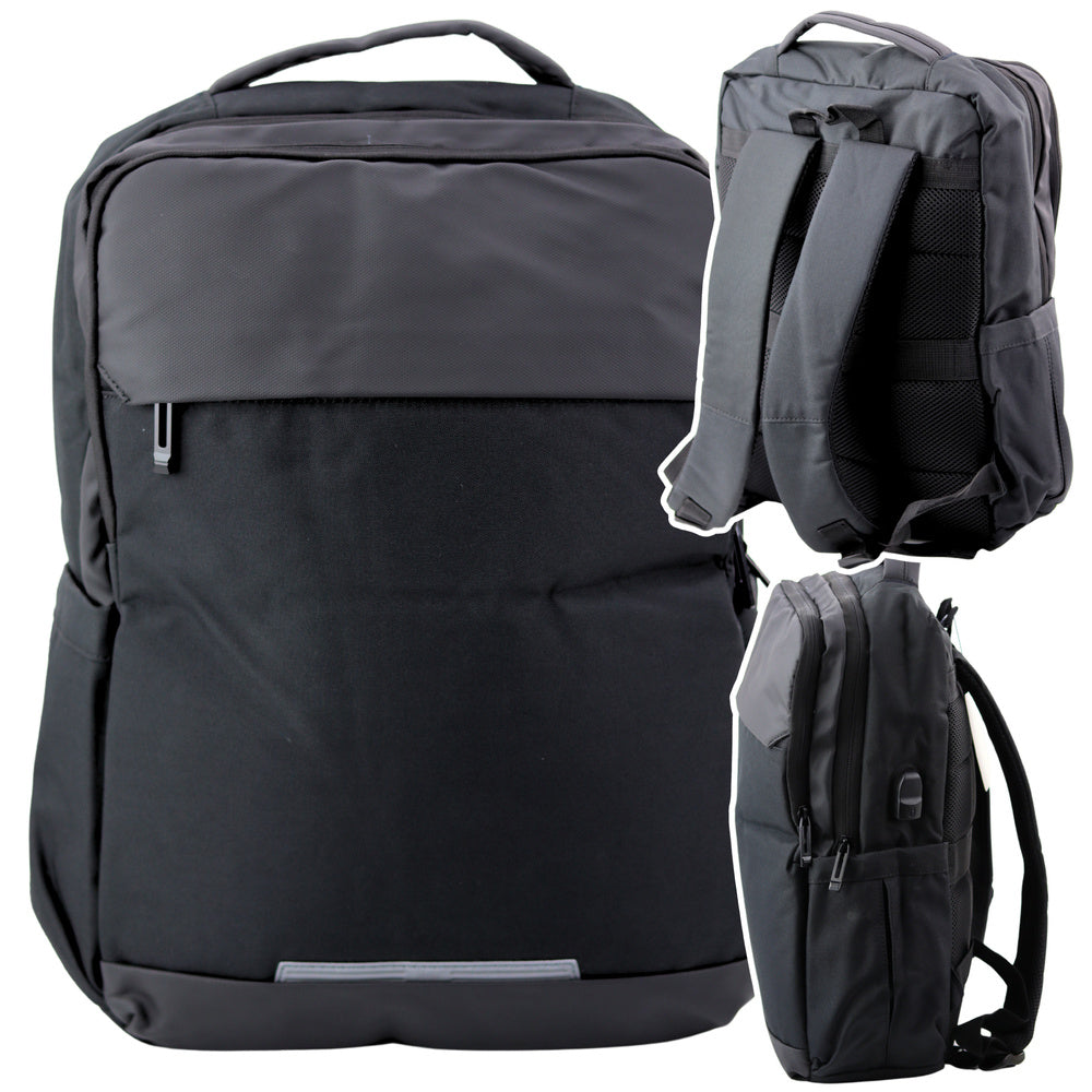 Městský batoh s USB portem a kapsou na notebook černý 16L 45cm