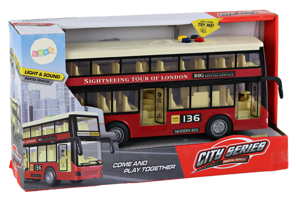 Městský patrový autobus 1:16 – se světly a zvuky | červený