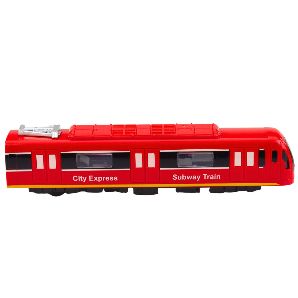 Metro vlak City Express s otevíracími dveřmi a zvuky – červený
