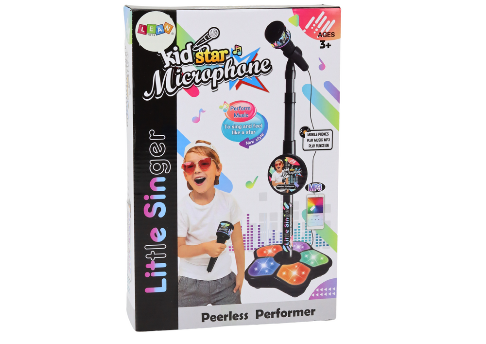 Mikrofon se stojanem pro děti – karaoke s nastavitelnými světly