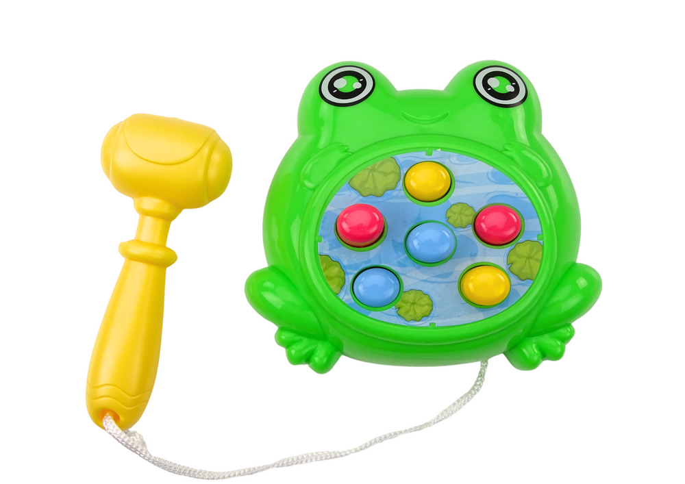 Mini hra Zatluč krtka s žábkou a kladívkem na šňůrce - zelená