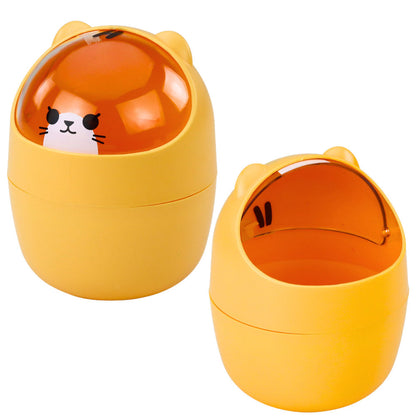 Mini koš na stůl s víčkem ve tvaru medvídka 1L 16cm oranžový