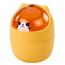 Mini koš na stůl s víčkem ve tvaru medvídka 1L 16cm oranžový