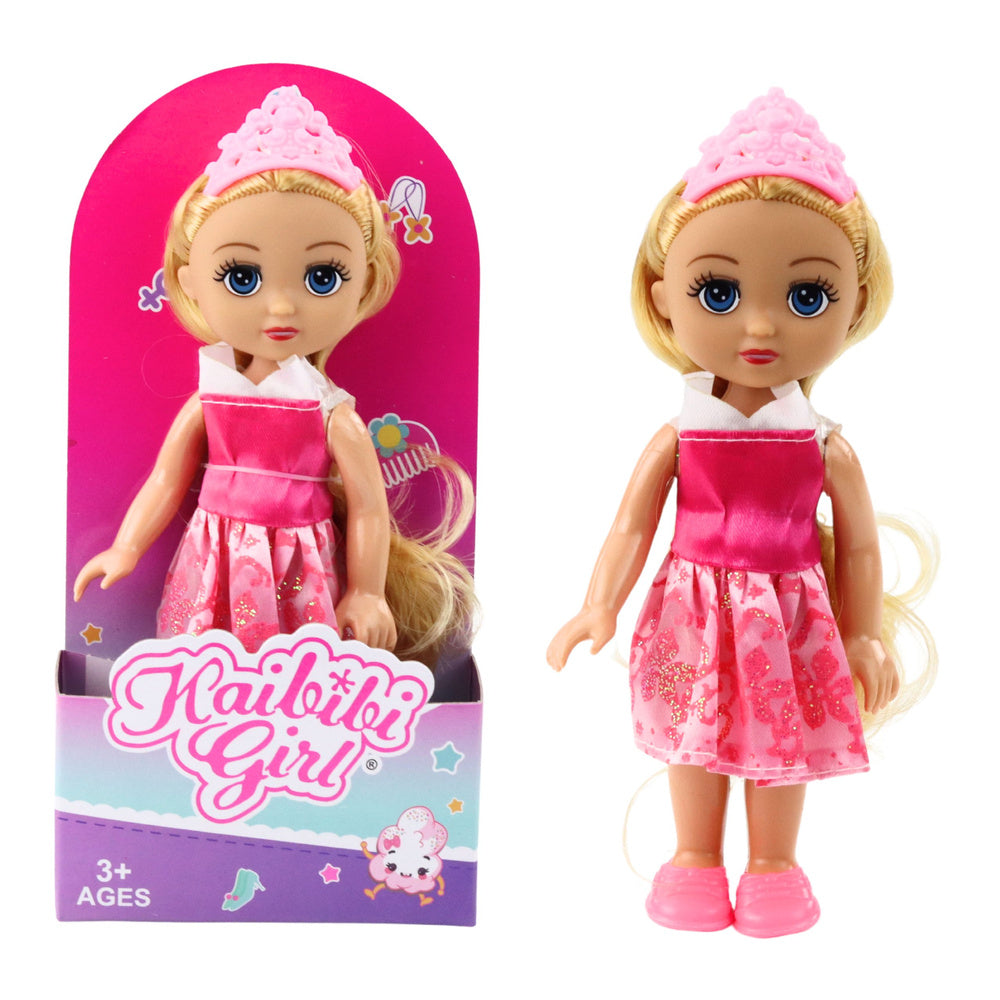 Mini panenka princezna s korunou – zdobené šaty 17cm