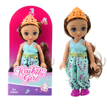 Mini panenka princezna s korunou – zdobené šaty 17cm