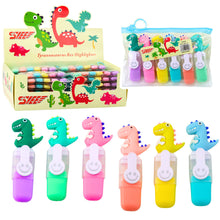 Mini zvýrazňovače s dinosaury – 6ks pouzdro 8cm | neonové