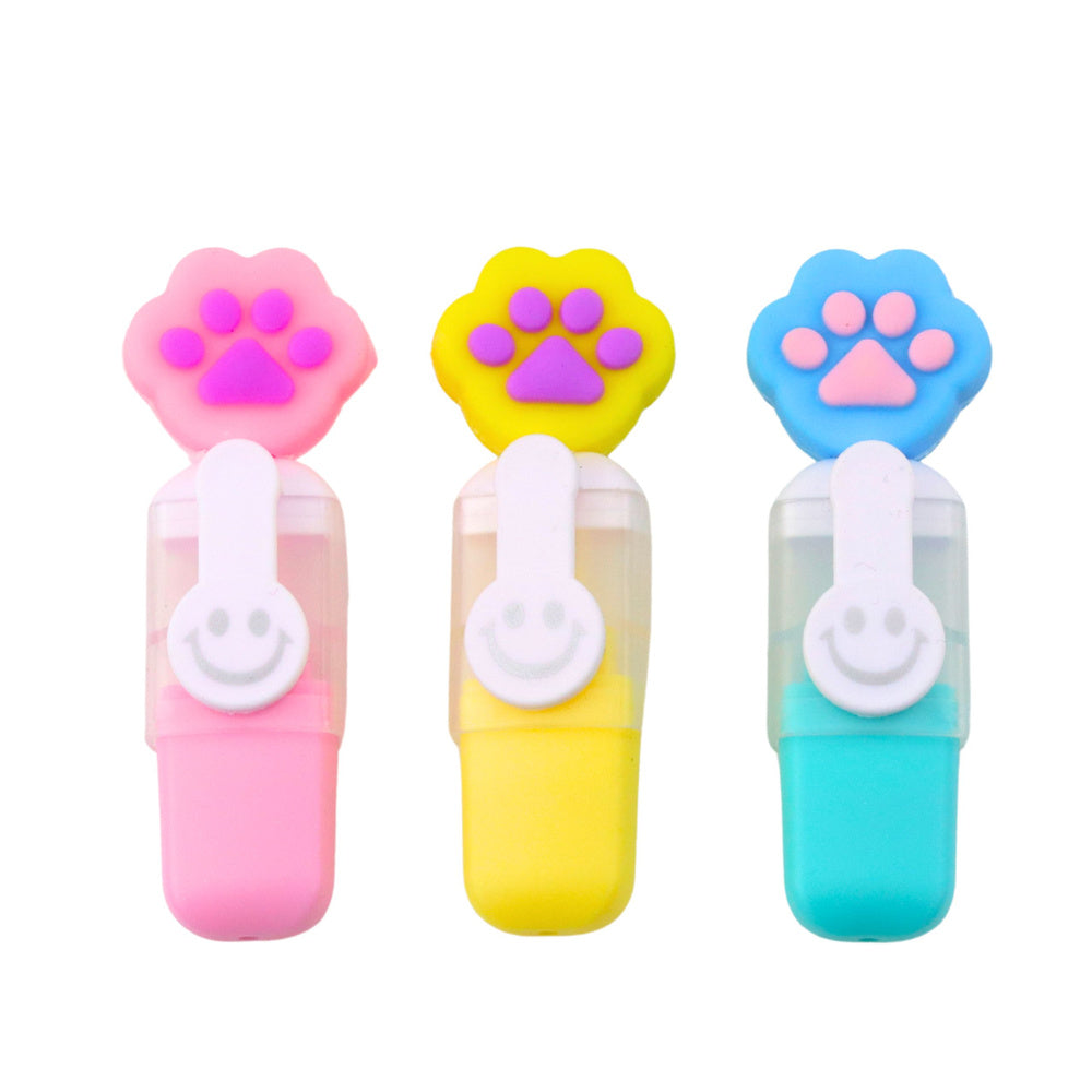Mini zvýrazňovače s tlapkou – 6ks pouzdro 8cm | neonové