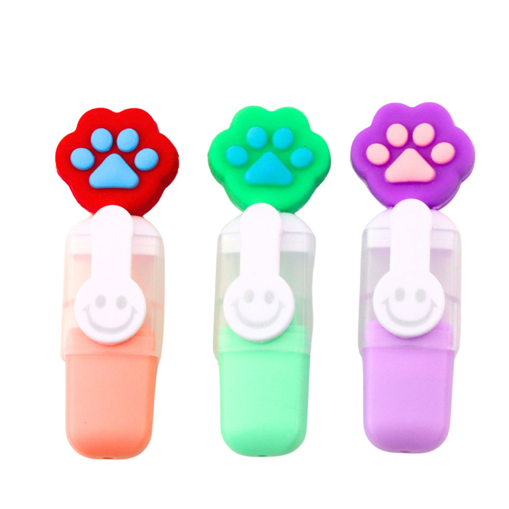 Mini zvýrazňovače s tlapkou – 6ks pouzdro 8cm | neonové