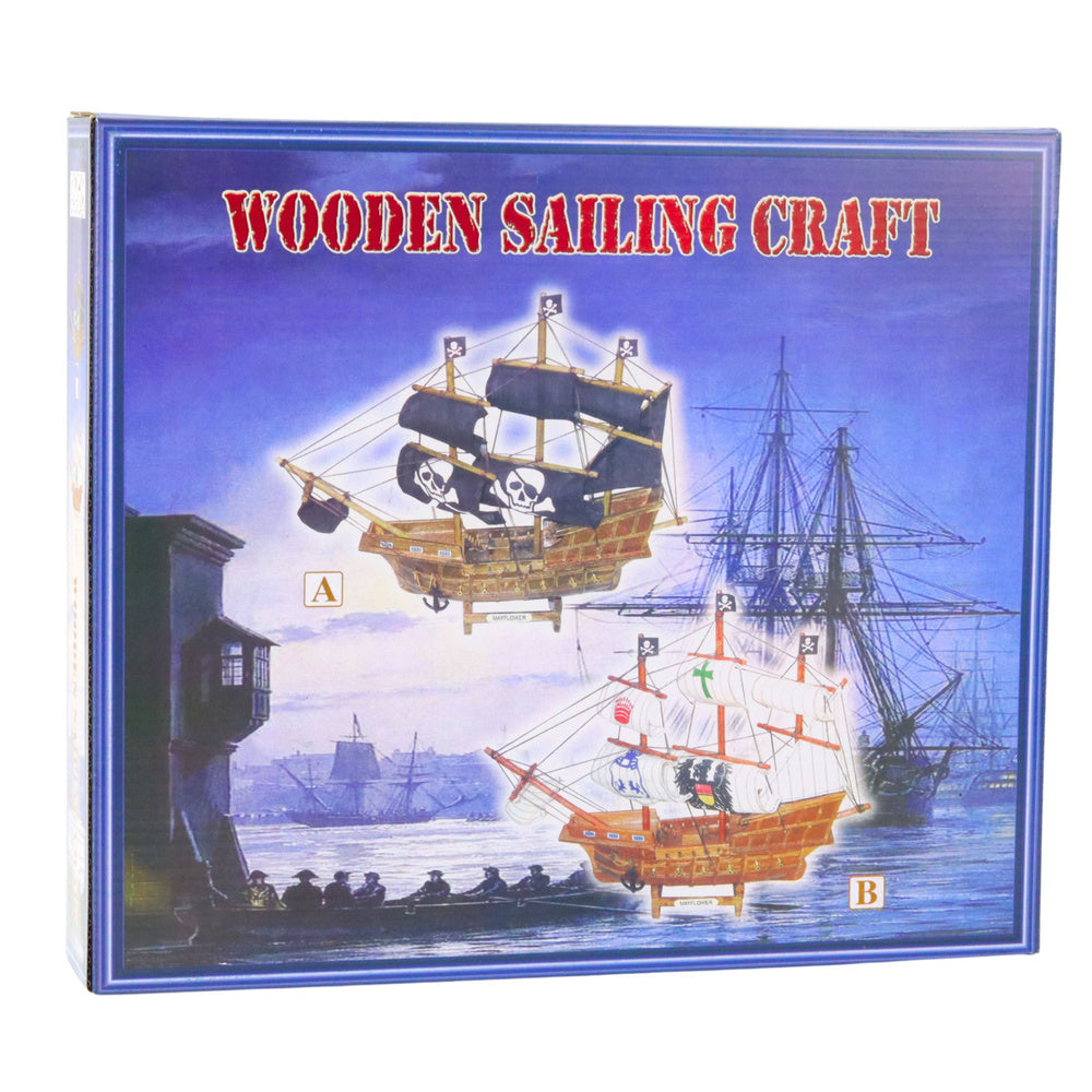 Model pirátské lodi – se žaglami dřevěný trup | černý 33x29cm