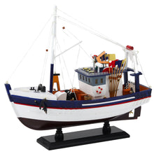 Model rybářského kutra 37x34cm – s vybavením | bílo modrý