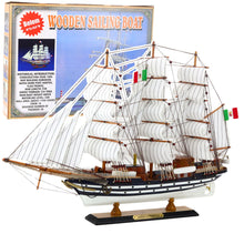Model žaglníku Amerigo Vespucci 64x46cm – s dřevěnou základnou