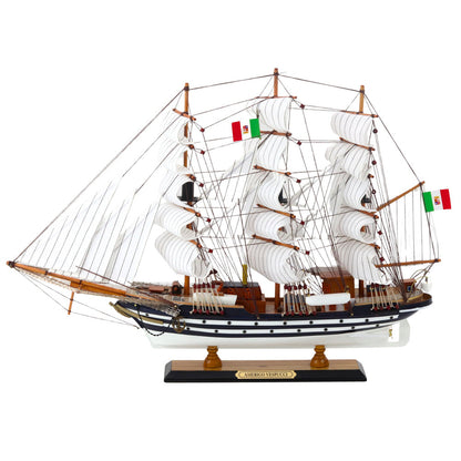 Model žaglníku Amerigo Vespucci 64x46cm – s dřevěnou základnou