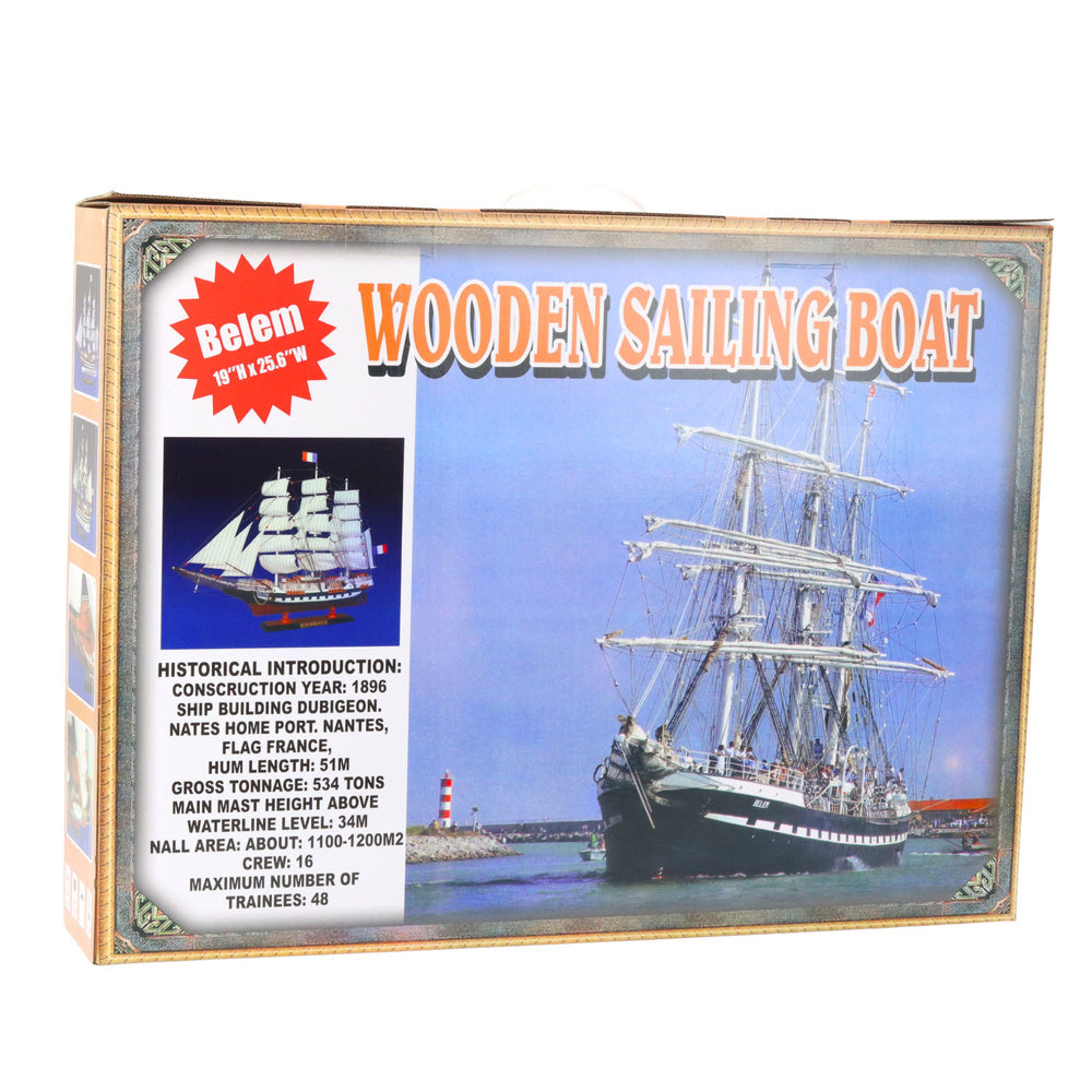 Model žaglníku Amerigo Vespucci 64x46cm – s dřevěnou základnou