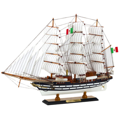 Model žaglníku Amerigo Vespucci 64x46cm – s dřevěnou základnou