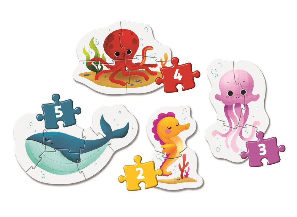 Moje první puzzle 2-3-4-5 mořská zvířata – Clementoni