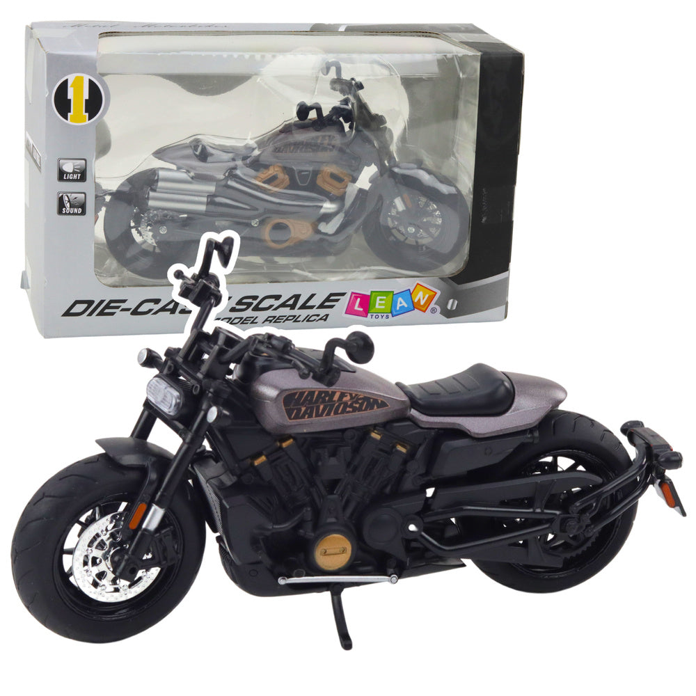 Motocykl Chopper kovový 1:12 – se světly a zvuky | černý