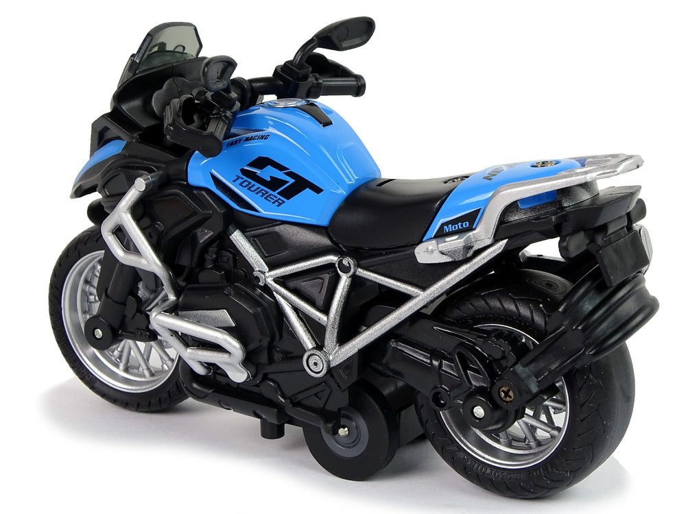 Motocykl GT 1:14 – pull back zvuky a světla | modrý