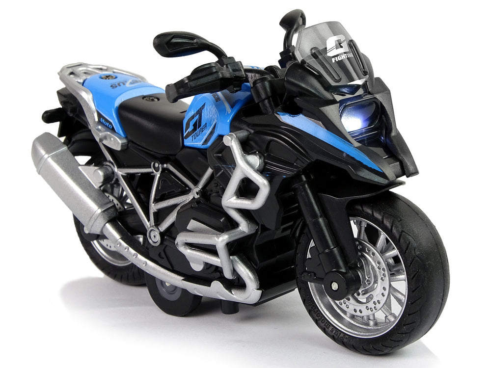 Motocykl GT 1:14 – pull back zvuky a světla | modrý