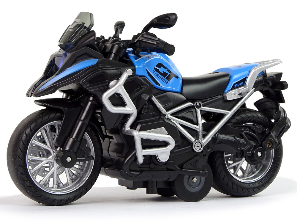 Motocykl GT 1:14 – pull back zvuky a světla | modrý