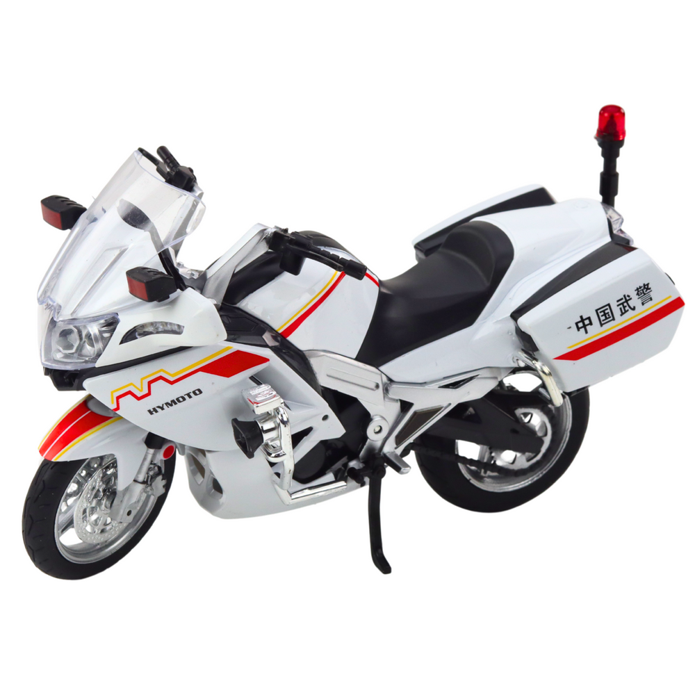 Motocykl kovový se světly a zvuky – 1:12 | bílý červené žluté