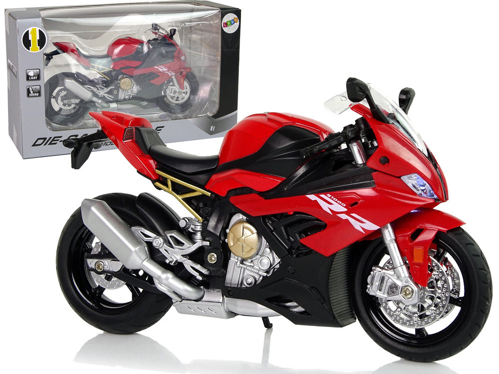 Motocykl model se zvuky a světly BMW S1000RR červený