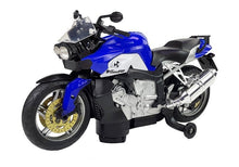 Motocykl na baterie se světly a zvuky modrý