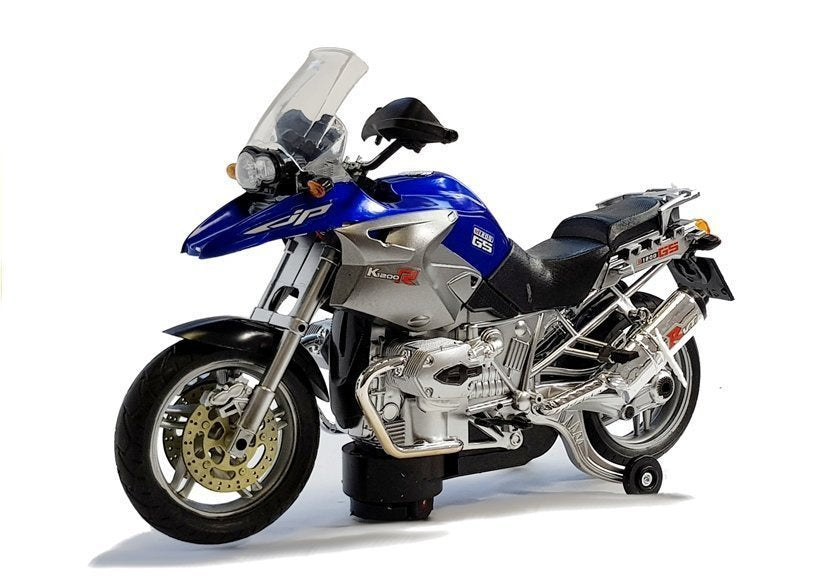 Motocykl na baterie se světly a zvuky modrý