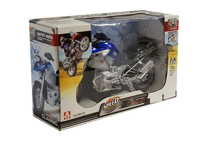 Motocykl na baterie se světly a zvuky modrý