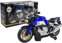 Motocykl na baterie se světly a zvuky modrý