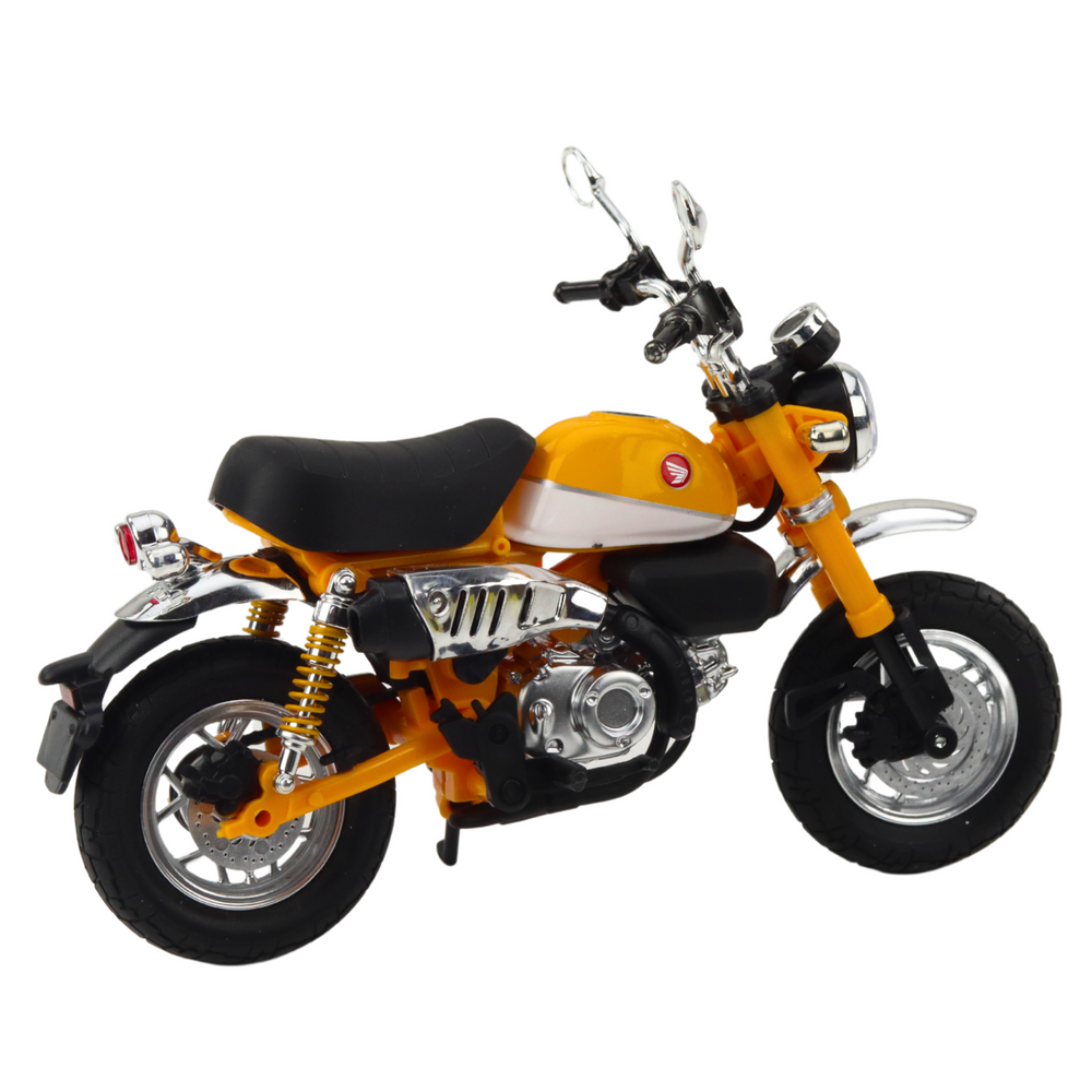 Motocykl retro kovový se světly – 1:12 žlutý | model