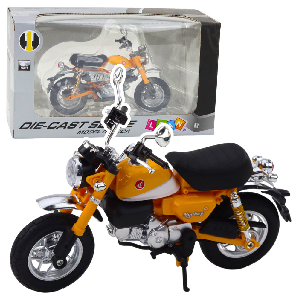 Motocykl retro kovový se světly – 1:12 žlutý | model