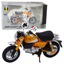Motocykl retro kovový se světly – 1:12 žlutý | model
