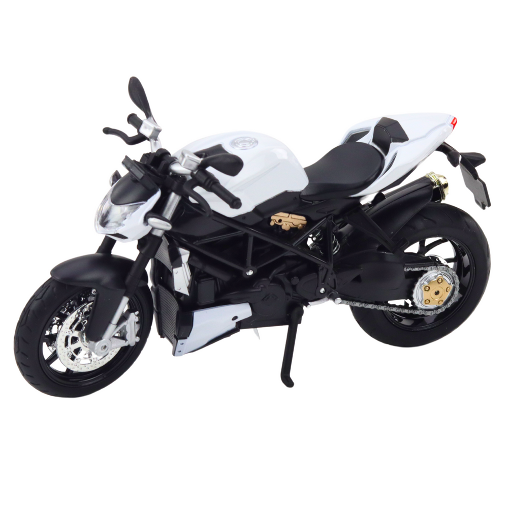 Motocykl sportovní kovový – se světly a zvuky | bílý 1:12