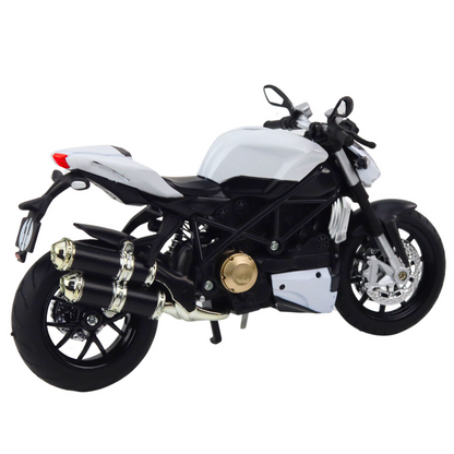 Motocykl sportovní kovový – se světly a zvuky | bílý 1:12