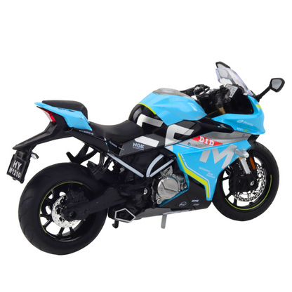 Motocykl sportovní kovový – se světly a zvuky | modrý 1:12