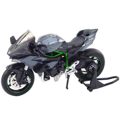 Motocykl sportovní kovový – se světly a zvuky šedý 1:12
