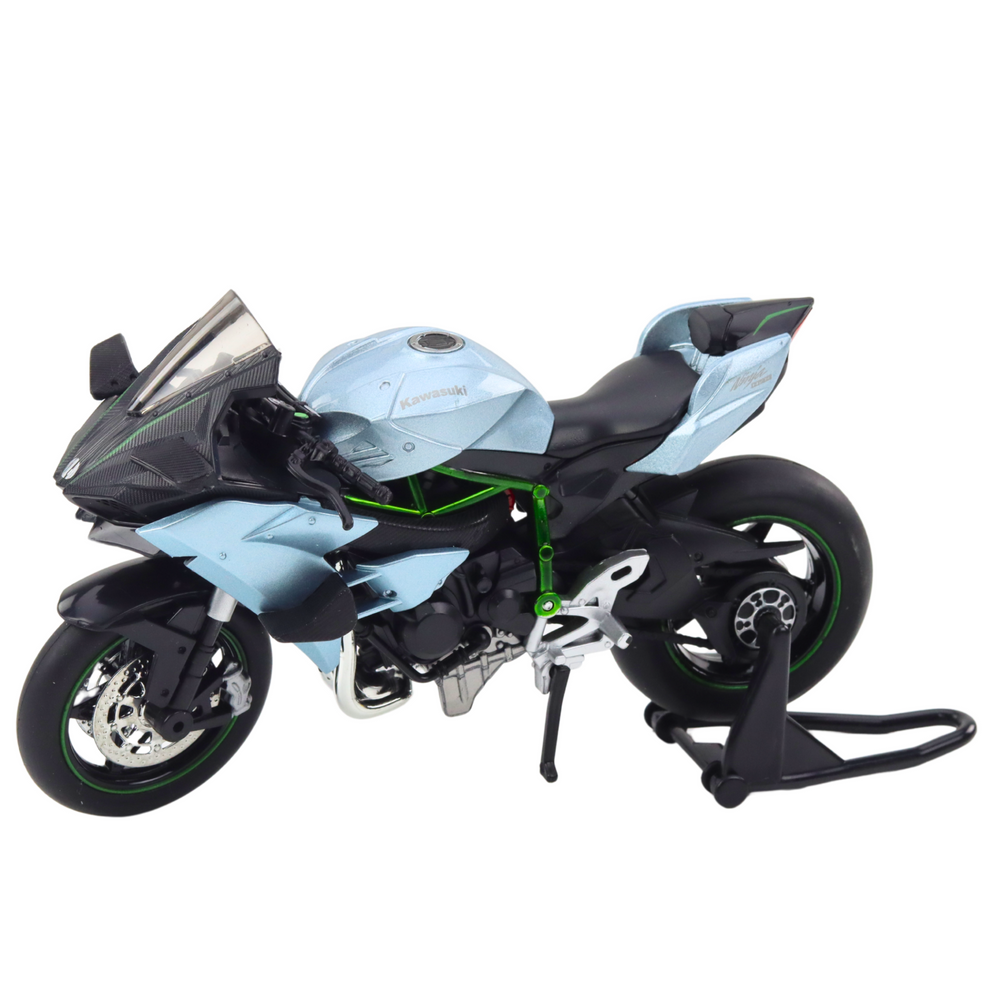 Motocykl sportovní kovový – se světly a zvuky | stříbrný 1:12