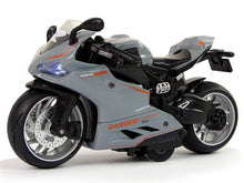Motocykl sportovní pull back – světla zvuk | šedý oranžový